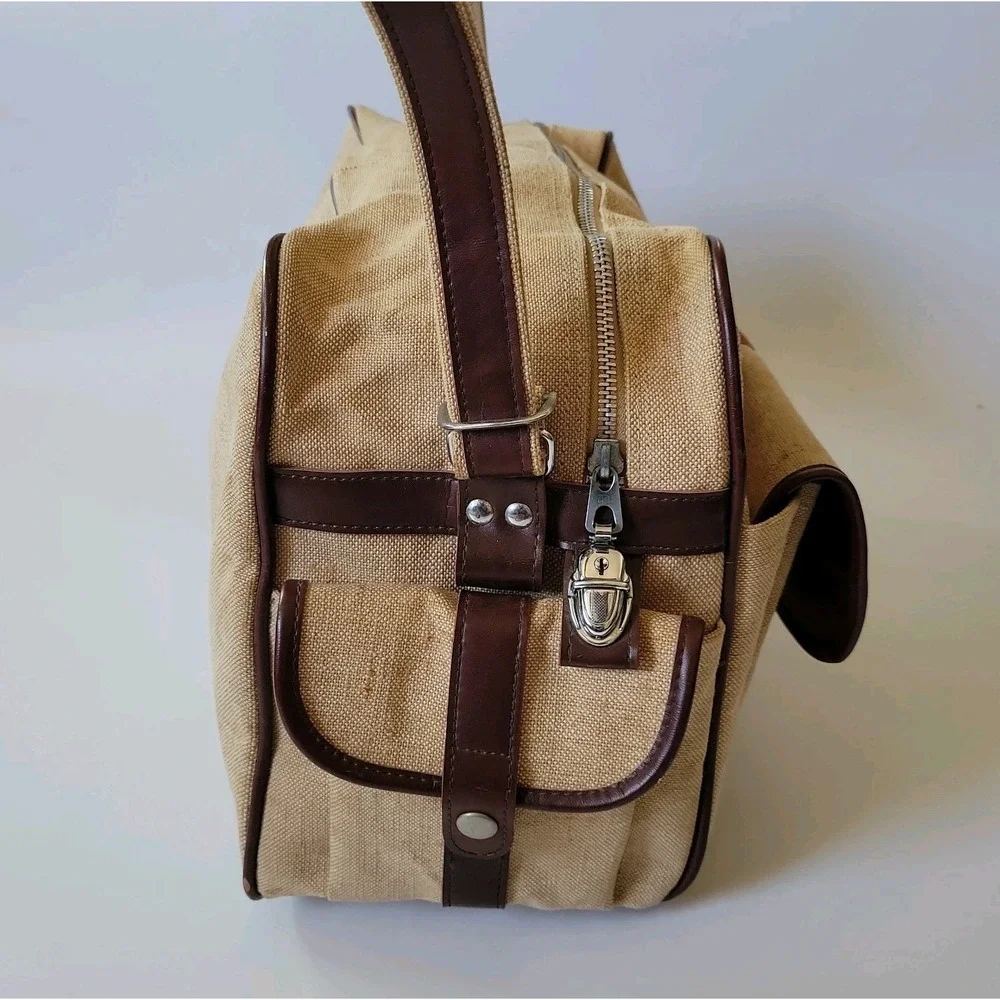 Vintage Samsonite Scamps Club Linen Canvas Duffle Bag Overnight Travel Retro